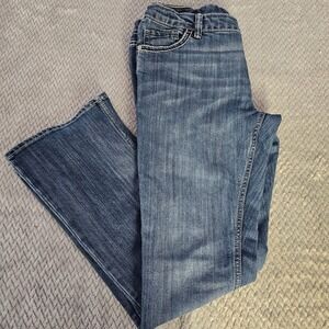 Levis 715 Jeans Girls 16.5 Plus Bootcut Blue Dark Wash Adjustable Waist